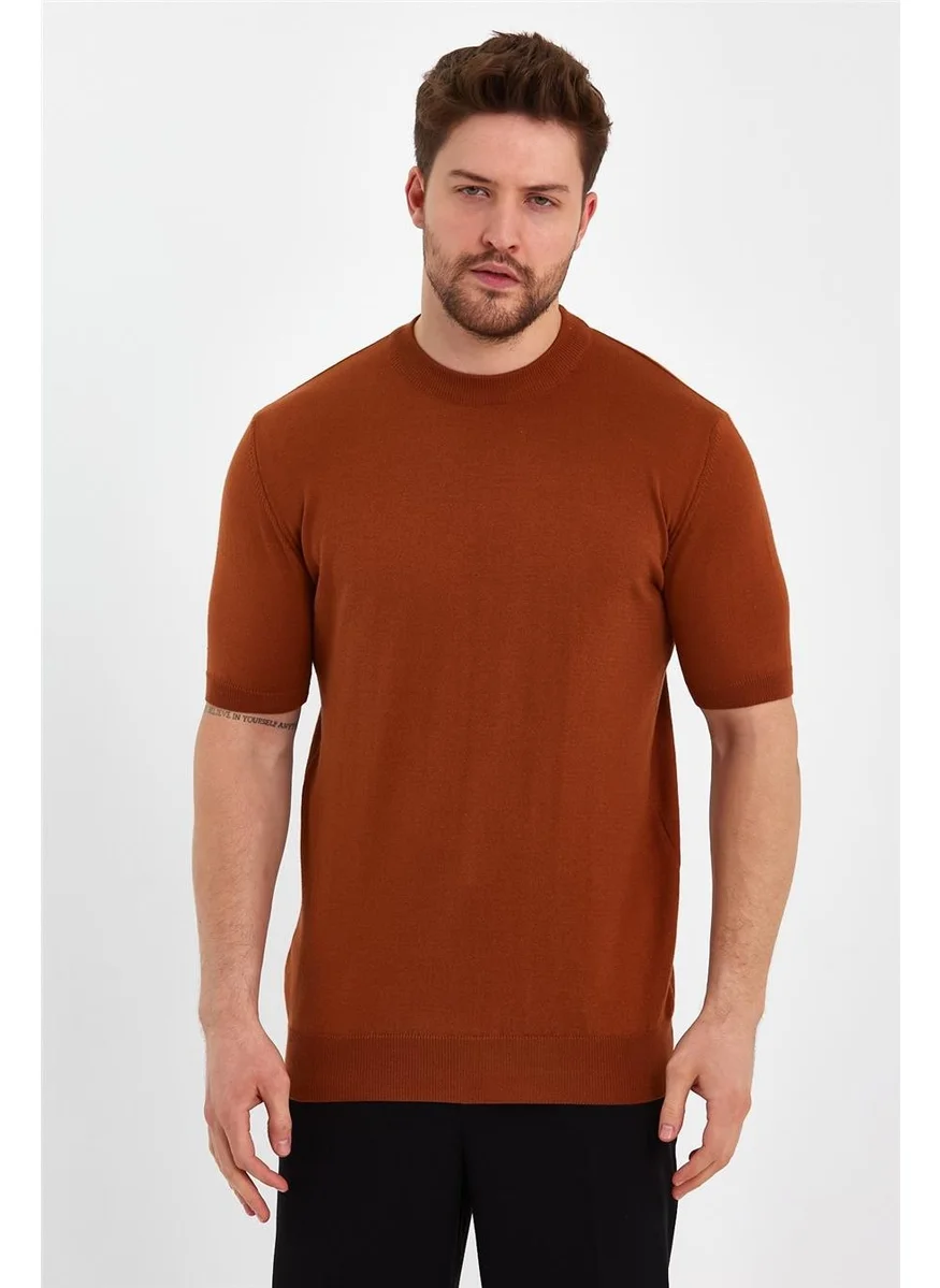 Cool Tarz Cool Style Brick Men's Half Turtleneck Plain Knitwear T-SHIRT-TRZ19129R07S