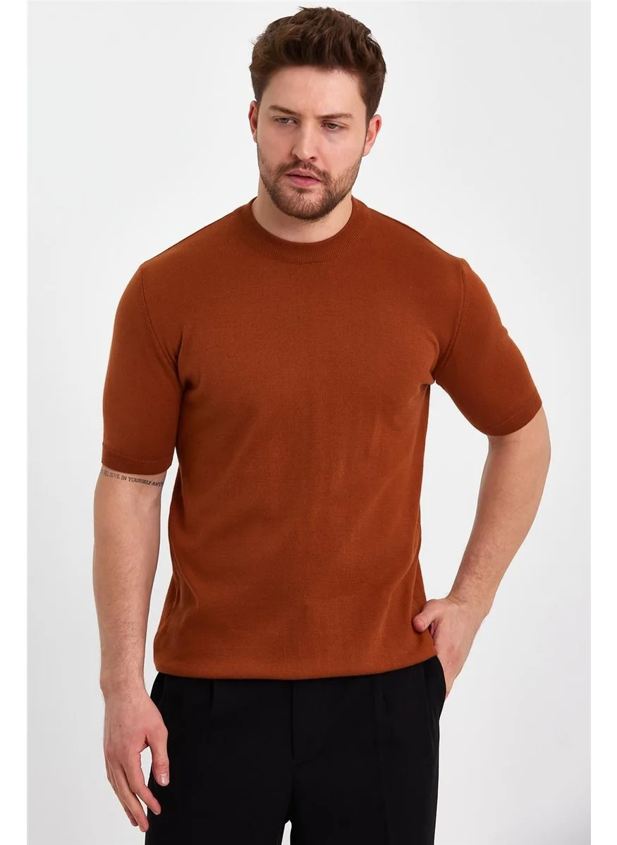 Cool Tarz Cool Style Brick Men's Half Turtleneck Plain Knitwear T-SHIRT-TRZ19129R07S