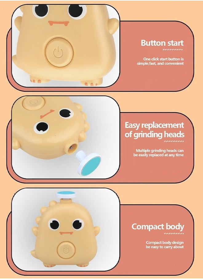 Aissiora Electric nail clippers Baby nail trimmer Children's nail clippers Splash-proof electric manicurator Cute dinosaur shape With 6 grinding heads  - Image 3