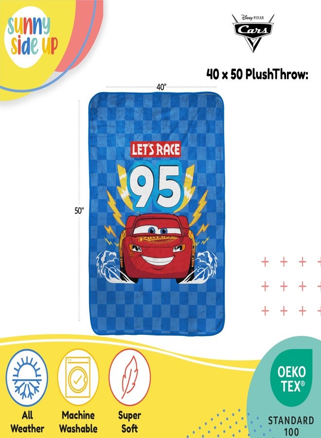 Sunny Side Up Disney Pixar Cars Plush Travel Throw Blanket - Measures 40 x 50 Inches - Super Soft & Cozy Travel Accessories Features Lightning McQueen - Image 2