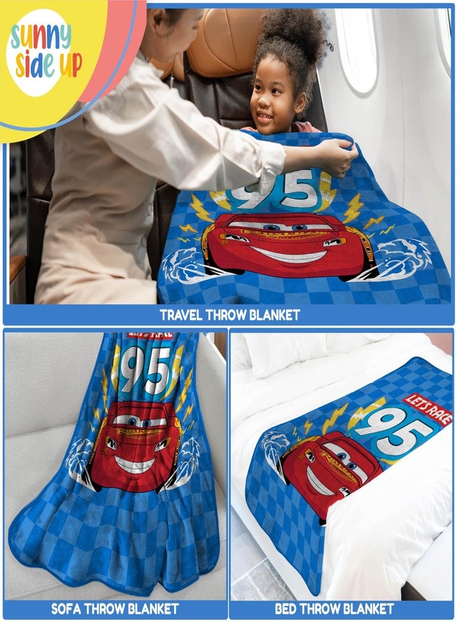 Sunny Side Up Disney Pixar Cars Plush Travel Throw Blanket - Measures 40 x 50 Inches - Super Soft & Cozy Travel Accessories Features Lightning McQueen - Image 3
