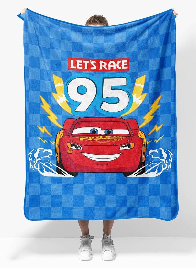 Sunny Side Up Disney Pixar Cars Plush Travel Throw Blanket - Measures 40 x 50 Inches - Super Soft & Cozy Travel Accessories Features Lightning McQueen - Image 1