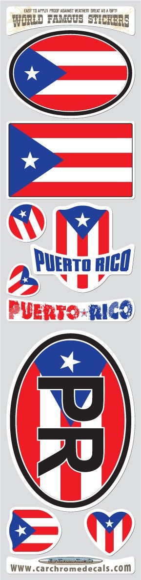 Car Chrome Decals Puerto Rico 9 Stickers Set Puerto Rican Flag Decals Bumper car auto Bike Laptop STS-PR - Image 2