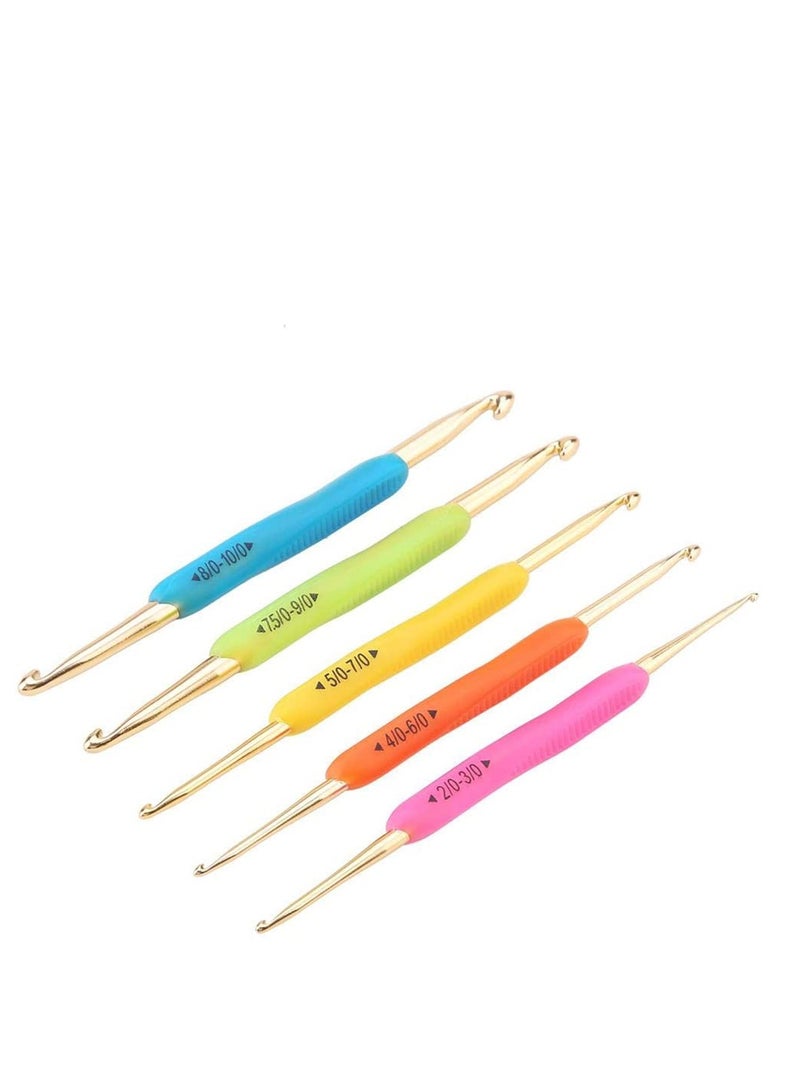 Excefore Crochet Hooks Set Double Hook Head 5 Pieces Colourful Knitting Crochet Needles Set Size 2mm-10mm Suitable for Beginners Arthritic Hands - Image 1