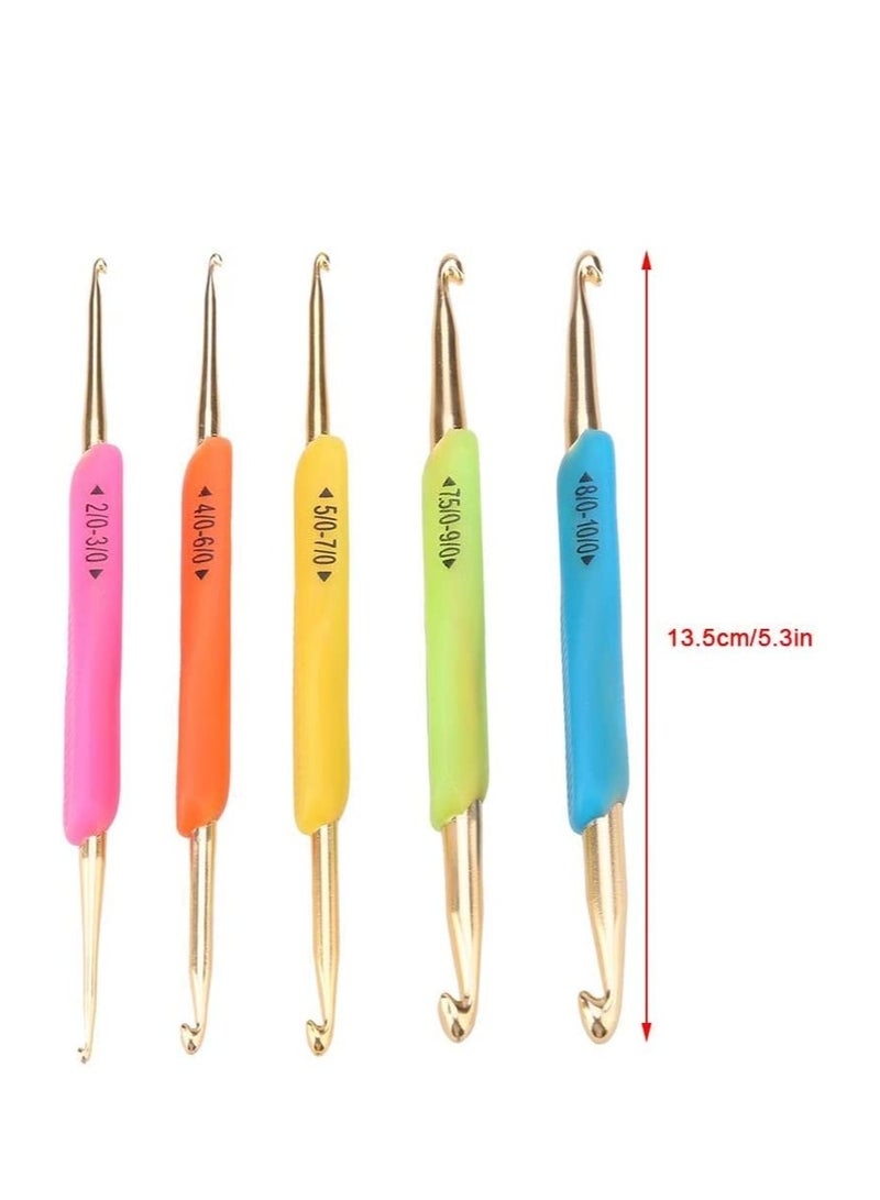 Excefore Crochet Hooks Set Double Hook Head 5 Pieces Colourful Knitting Crochet Needles Set Size 2mm-10mm Suitable for Beginners Arthritic Hands - Image 2