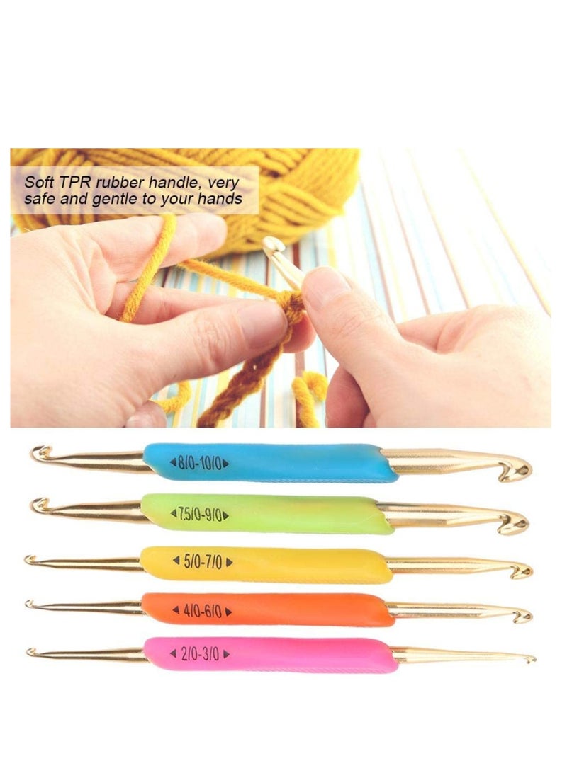 Excefore Crochet Hooks Set Double Hook Head 5 Pieces Colourful Knitting Crochet Needles Set Size 2mm-10mm Suitable for Beginners Arthritic Hands - Image 4