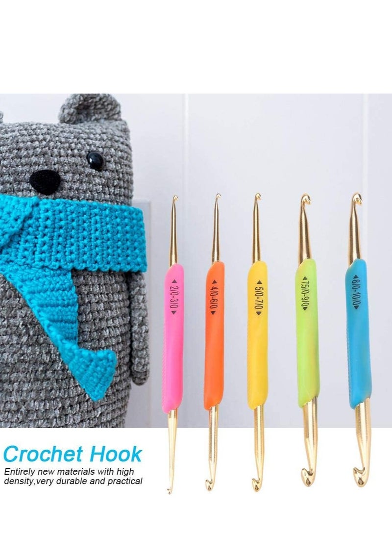 Excefore Crochet Hooks Set Double Hook Head 5 Pieces Colourful Knitting Crochet Needles Set Size 2mm-10mm Suitable for Beginners Arthritic Hands - Image 5