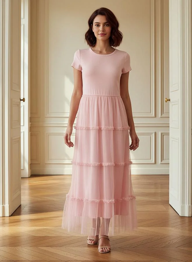 2Xtremz 2Xtremz A line Midi Dress with Ruffle Trim