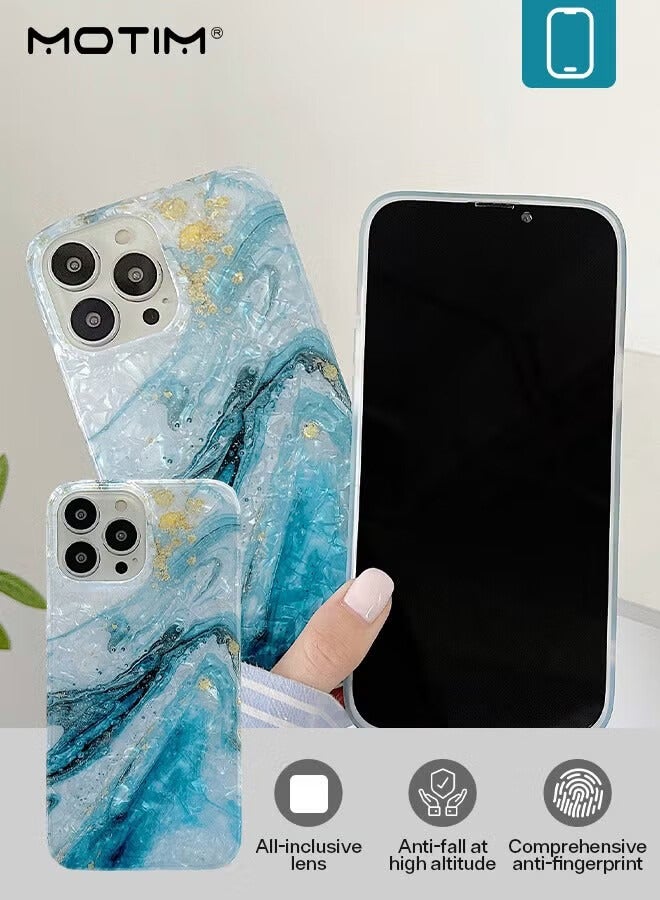 Motim iPhone 14 Pro Max Case Luxury Marble Design Phone Case, Sparkly Soft TPU Full Body Protection Cover Shockproof Anti-Scratch Protective Phone Case - Image 4