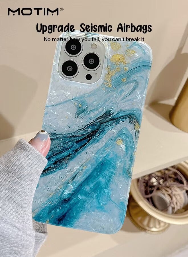 Motim iPhone 14 Pro Max Case Luxury Marble Design Phone Case, Sparkly Soft TPU Full Body Protection Cover Shockproof Anti-Scratch Protective Phone Case - Image 2