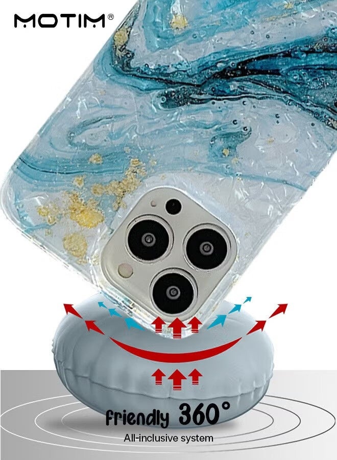 Motim iPhone 14 Pro Max Case Luxury Marble Design Phone Case, Sparkly Soft TPU Full Body Protection Cover Shockproof Anti-Scratch Protective Phone Case - Image 5