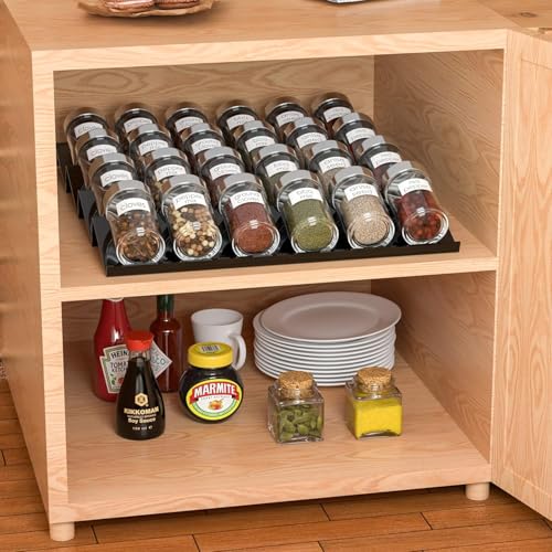Delavala Spice Rack Drawer Drawer Organiser System from, Extendible Acrylic Kitchen Shelf, Spice Stairs, Spice Insert Drawer, for Kitchen, Worktop, Cupboard, Shelf - Black - Image 4