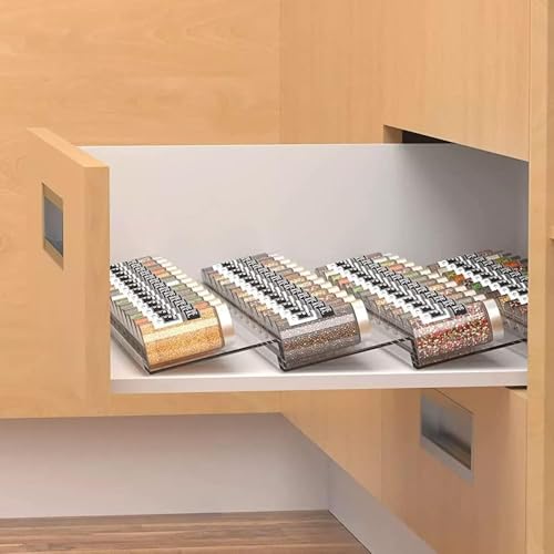 Delavala Spice Rack Drawer Drawer Organiser System from, Extendible Acrylic Kitchen Shelf, Spice Stairs, Spice Insert Drawer, for Kitchen, Worktop, Cupboard, Shelf - Black - Image 3