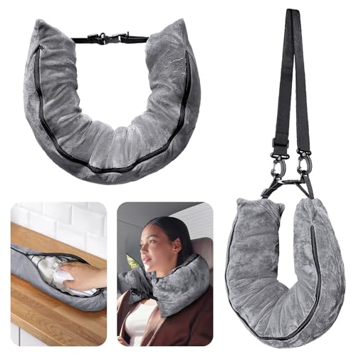 Eppyyo Stuffable Travel Pillow for Extra Luggage, Velvet Travel Neck Pillow Storage Bag with Adjustable Neck Size, Fits About 6 T-Shirts Travel Essentials Multifunctional Sleeping Rest Cushion - Image 1