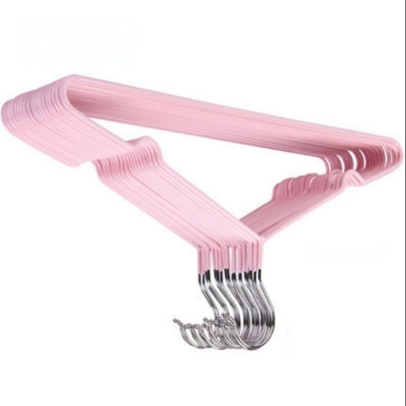 Non Slip Clothes Hangers: 1 Piece Pink Plastic Coated Metal, Rust Proof Burr Free, Space Saving Hangers for Home Dormitory Use - Image 3