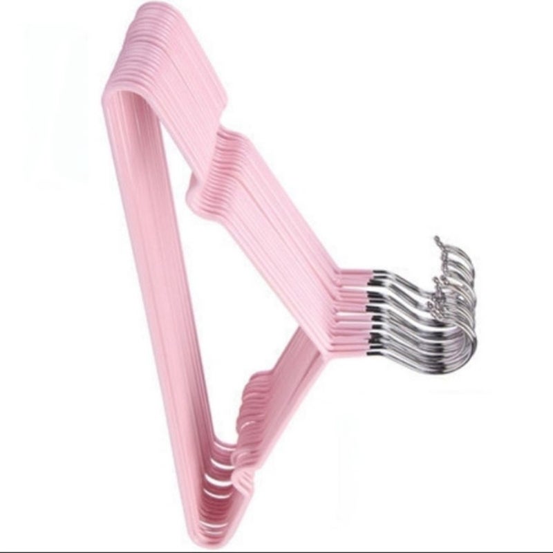 Non Slip Clothes Hangers: 1 Piece Pink Plastic Coated Metal, Rust Proof Burr Free, Space Saving Hangers for Home Dormitory Use - Image 4