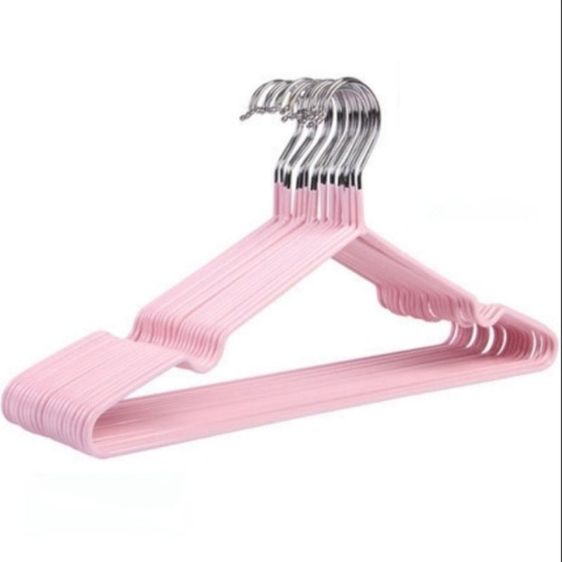 Non Slip Clothes Hangers: 1 Piece Pink Plastic Coated Metal, Rust Proof Burr Free, Space Saving Hangers for Home Dormitory Use - Image 1