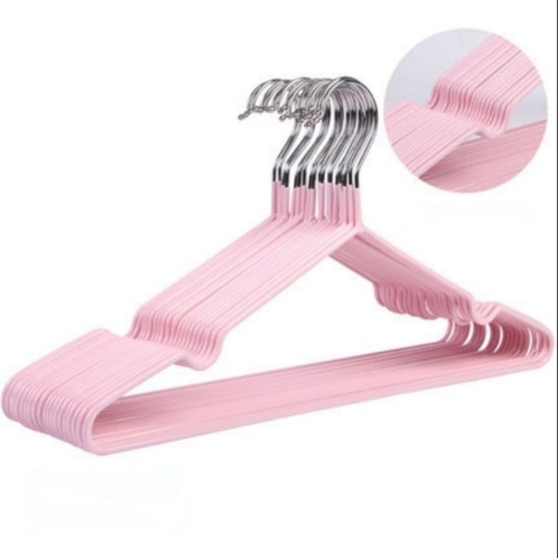 Non Slip Clothes Hangers: 1 Piece Pink Plastic Coated Metal, Rust Proof Burr Free, Space Saving Hangers for Home Dormitory Use - Image 5