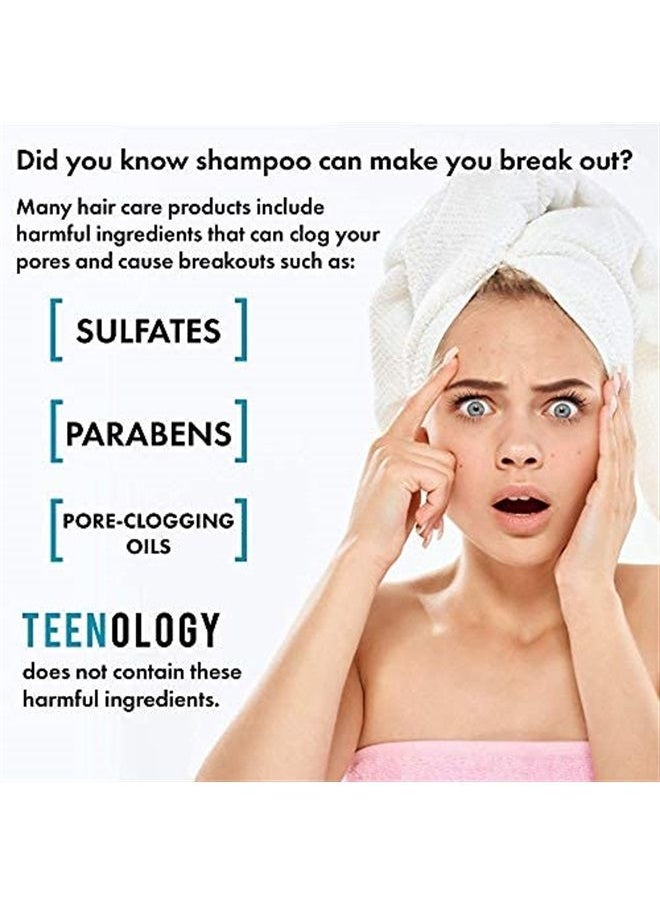 TEENOLOGY - Shampoo for Teens - Avoid Forehead and Body Breakouts - No Sulfates or Parabens, Noncomedogenic, Natural Botanical Extracts, 16 oz. (Blueberry Pomegranate Cucumber) - Image 1