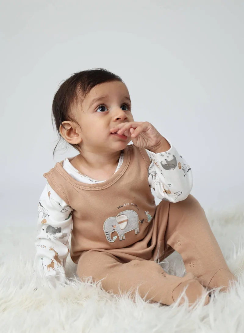Sheer Hugs Sheer Hugs Romper + AOP Shirt for Boys, Brown