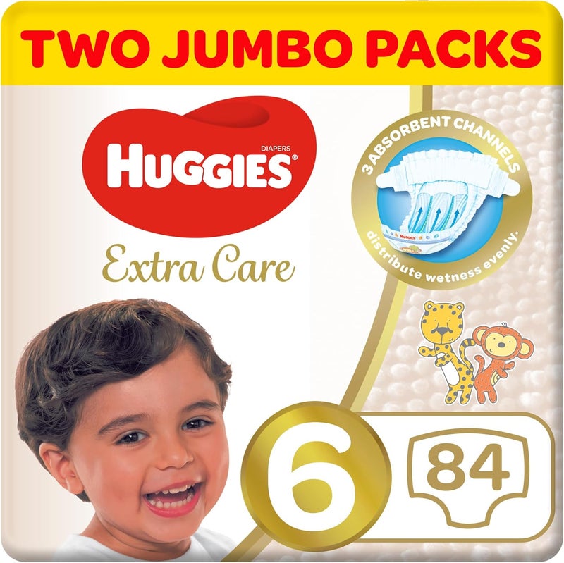 HUGGIES حفاضات هاجيز إكسترا كير مقاس 6 - عبوة توأمية كبيرة - Image 1