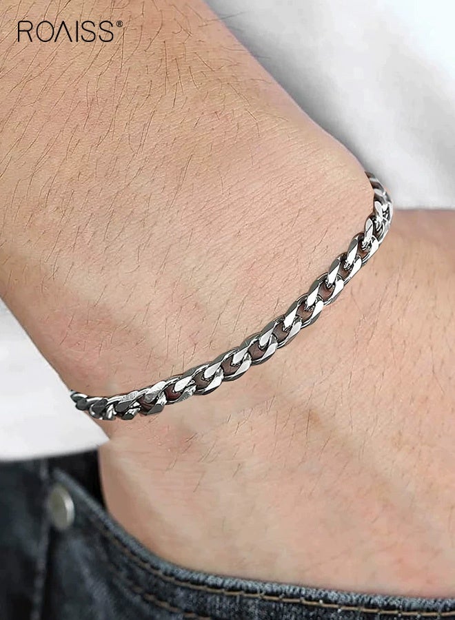 رويس سوار سلسلة كوبية من الفولاذ التيتانيوم المقاوم للألوان للرجال، سوار عصري من الفولاذ المقاوم للصدأ للجنسين، إكسسوار هيب هوب - Image 1