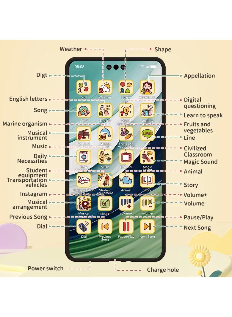 TWEGGON Multi Function Mini Musical Boys Girls Kids Learning Play Smart Cell Mobile Game Phone Kids Phone Toy Assorted Colors  - Image 5