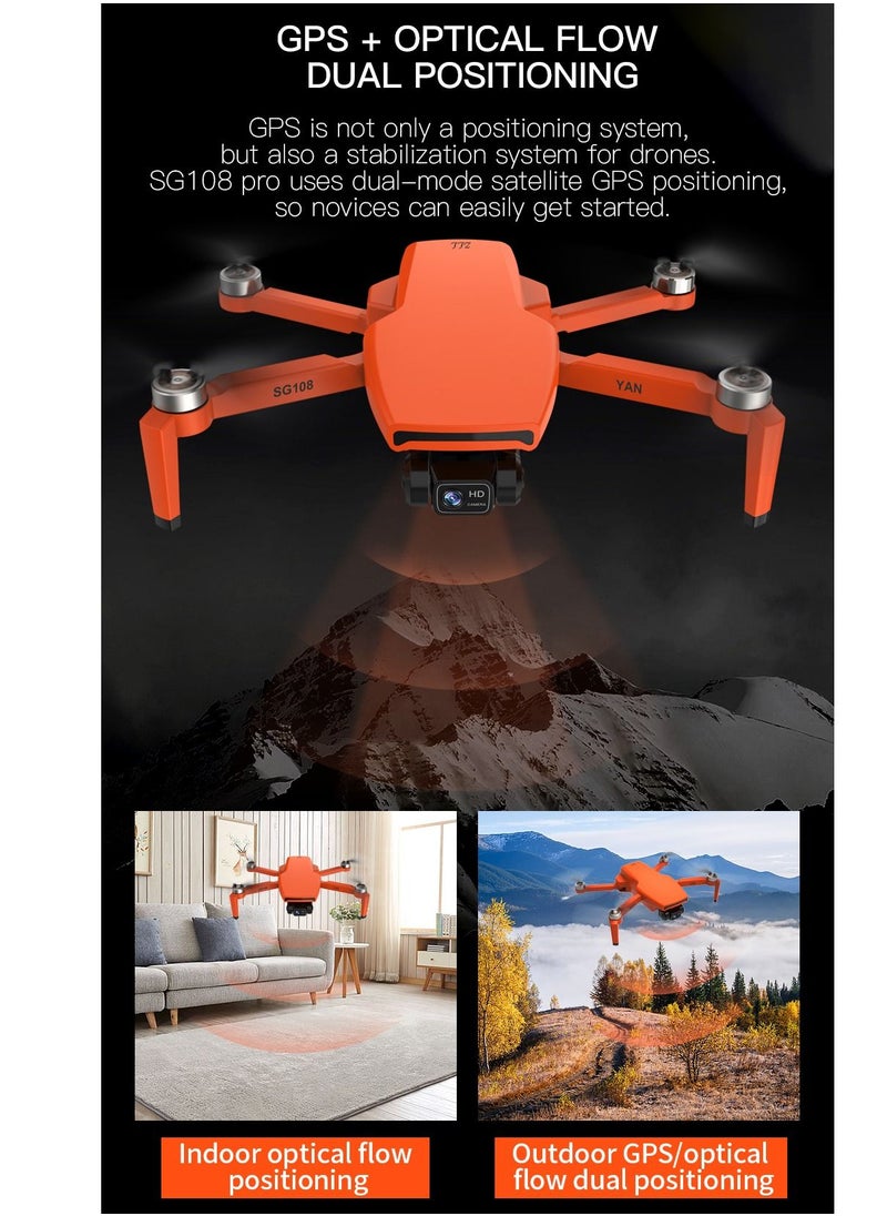Orange SG108 PRO RC Drone 4K FPV 5G WiFi محرك بدون فرشاة 1 بطارية مع بطاقة ذاكرة 32 جيجابايت
