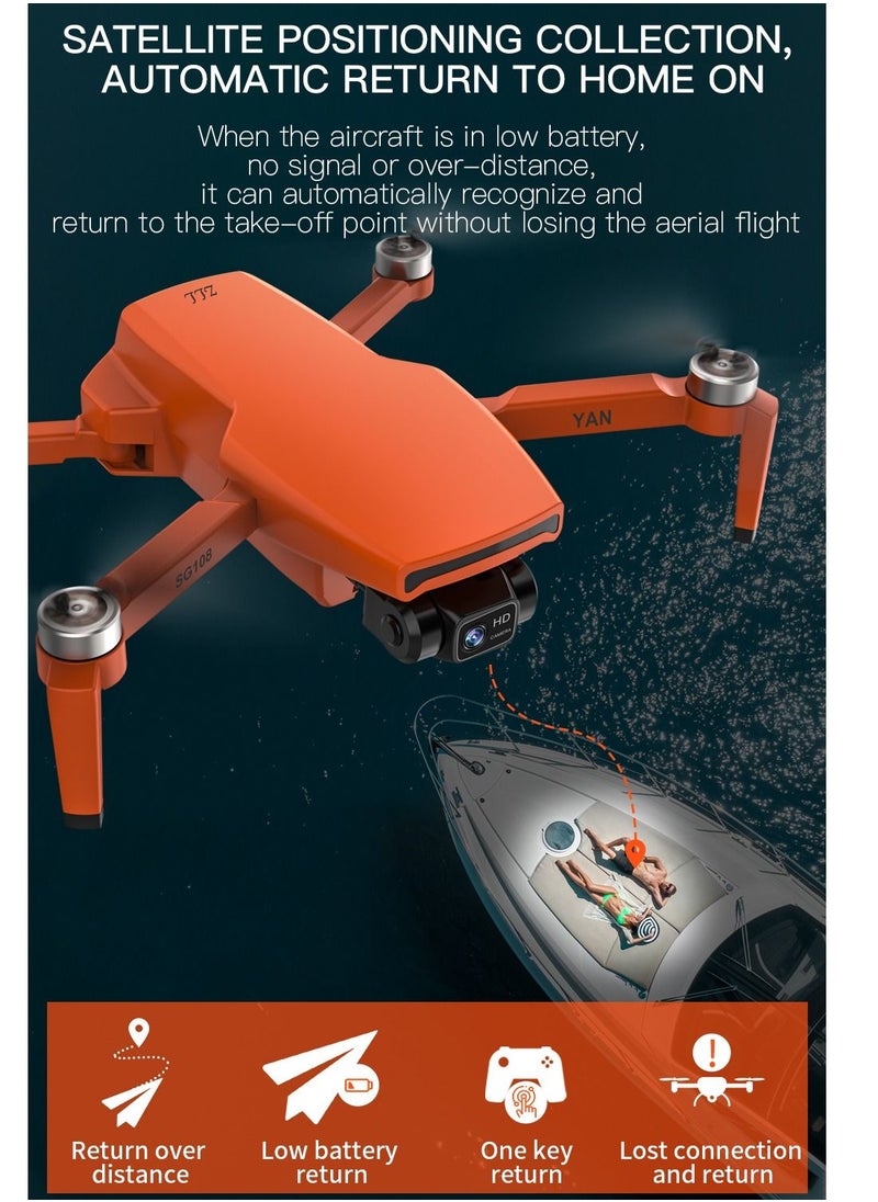 Orange SG108 PRO RC Drone 4K FPV 5G WiFi محرك بدون فرشاة 1 بطارية مع بطاقة ذاكرة 32 جيجابايت