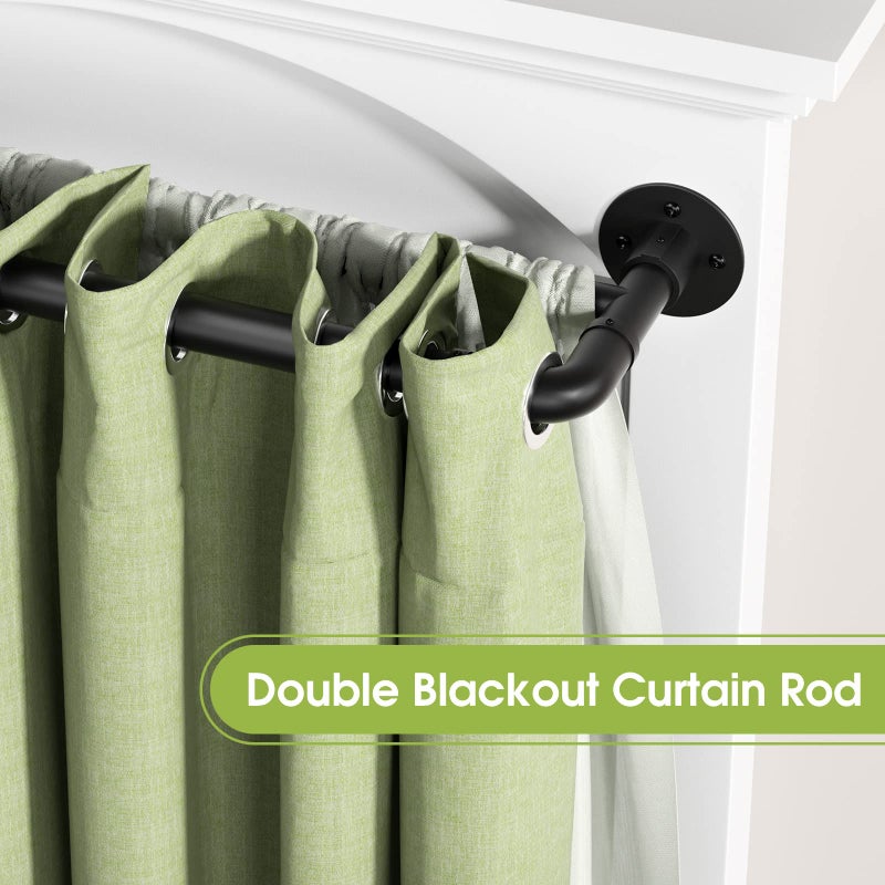 FactionGarden Double Curtain Rods for Windows 28 to 48 inch, 1 inch Matte Black Industrial Curtain Rod Heavy Duty Blackout Wrap Around Curtain Rods - Image 2