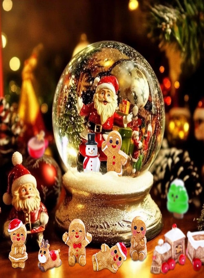 AWEELON 30 Pcs Mini Christmas Figures - Gingerbread Man, Resin Snowman, Fairy Garden & Snow Globe Decor - Image 4