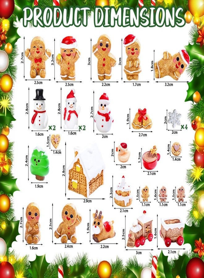 AWEELON 30 Pcs Mini Christmas Figures - Gingerbread Man, Resin Snowman, Fairy Garden & Snow Globe Decor - Image 2