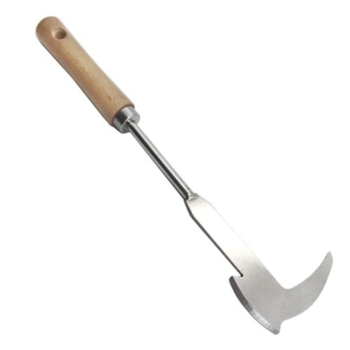HASTHIP® Stainless Steel Manual Weeder Garden Tool with Wooden Handle, 11.8-Inch Hand Weeding and Digging Tool, Durable Small Axe Function for Precise Gardening Tasks and Versatile Plant Care - Image 1