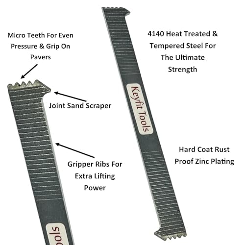Keyfit Tools U.S.A. Paver Puller PRO 9" Contractor Grade 4140 Heat Treated & Case Hardened Steel w/Joint Scraper Micro Teeth & Gripper Slots Paver Extraction Removal Raise Locked Bricks & Pavers - Image 2