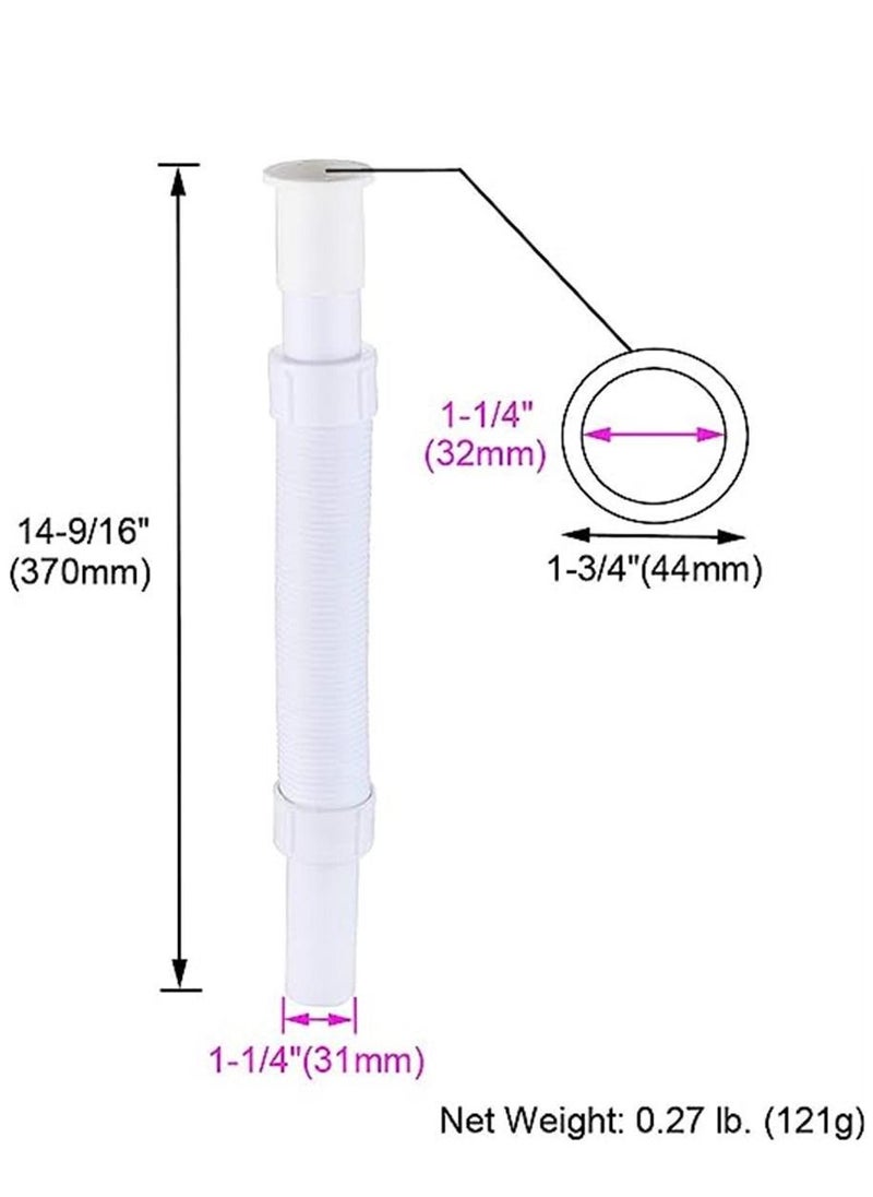 Generic - Flexible Extension Drain Pipe, Angle Simple Flexible 1-1/4" Extension Hose, Bathroom Sink Expanded Tube, Lavatory Sink Tailpiece, Tail Pipe Extension For Vessel Sink, Length Of 14-9/16" To 33-1/16" - Image 1