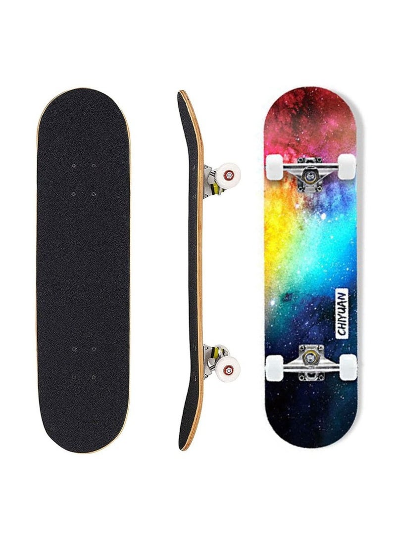 Arabest Skateboard - Skateboards for Beginners 80 x 20cm Complete Standard Skateboard for Girls and Boys, 7 Layer Maple Double Kick Concave Skateboard for Kids and Adults - Image 1