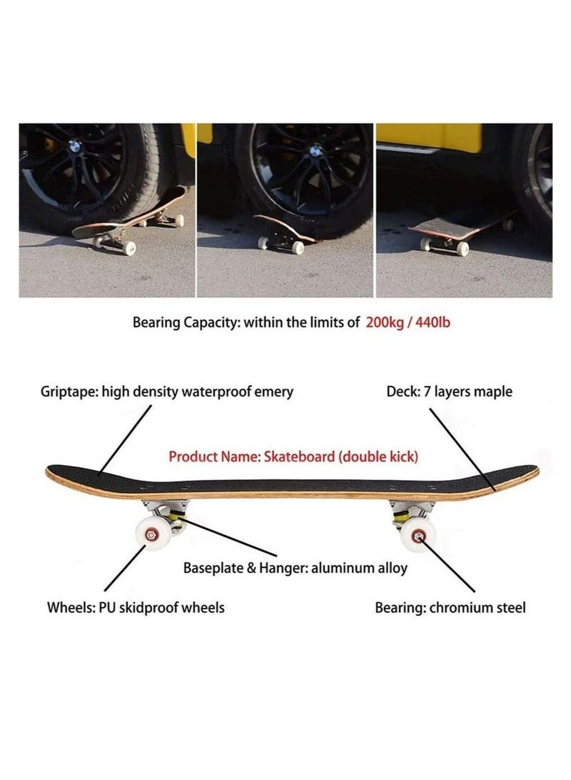 Arabest Skateboard - Skateboards for Beginners 80 x 20cm Complete Standard Skateboard for Girls and Boys, 7 Layer Maple Double Kick Concave Skateboard for Kids and Adults - Image 2