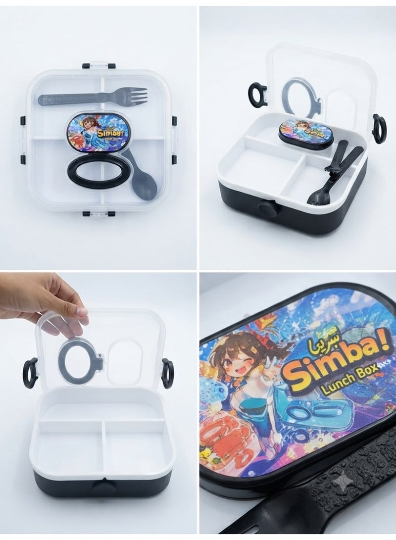 Lunchbox divided into 3 sections with an airtight lid to keep food fresh, available in different colors, 2 tiers, 20*18 cm