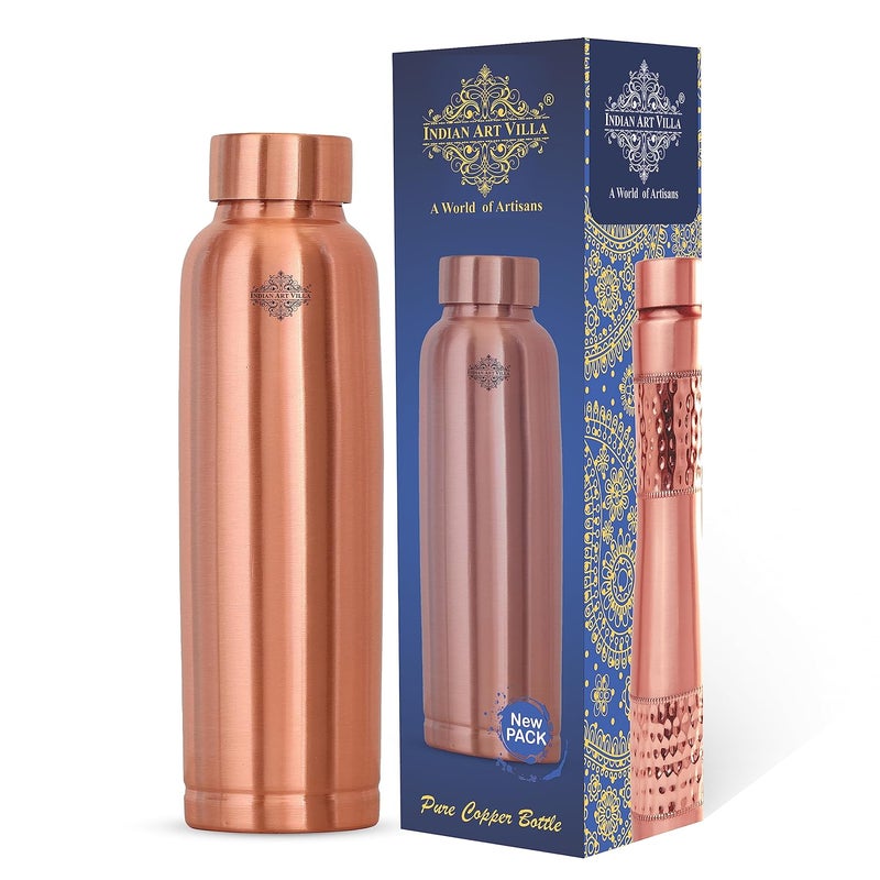 INDIAN ART VILLA Seamless Leak Proof Pure Copper Bottle 900 ML