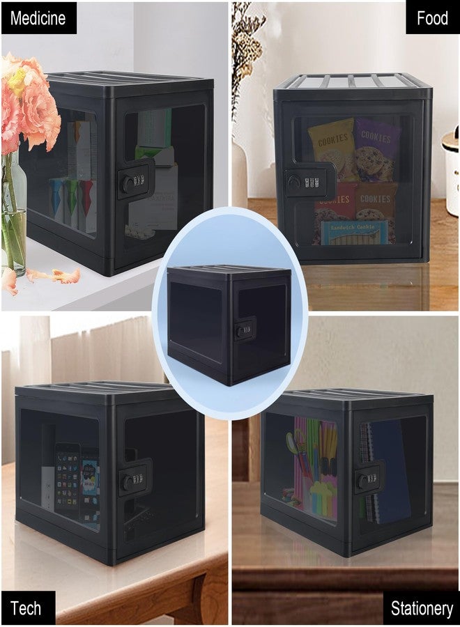 EIVENNKO Large Lockable Clear Storage Box for Food, Tech and Home Safety, Medicine Lock Box for Safe Medication, Lockable Storage Bin, Refrigerator Storage Bins, Tablet Phone Jail (Black) - Image 4
