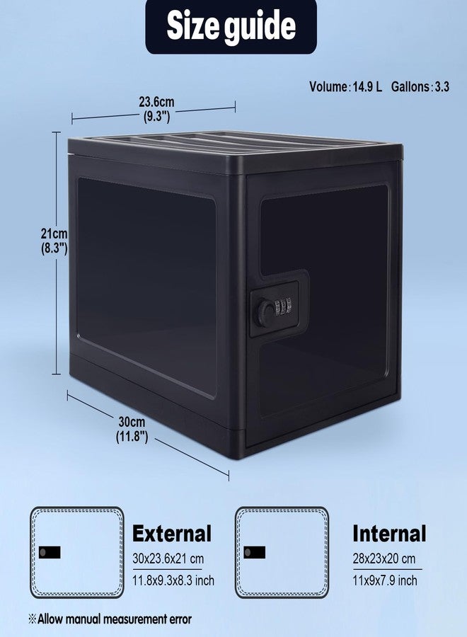 EIVENNKO Large Lockable Clear Storage Box for Food, Tech and Home Safety, Medicine Lock Box for Safe Medication, Lockable Storage Bin, Refrigerator Storage Bins, Tablet Phone Jail (Black) - Image 2