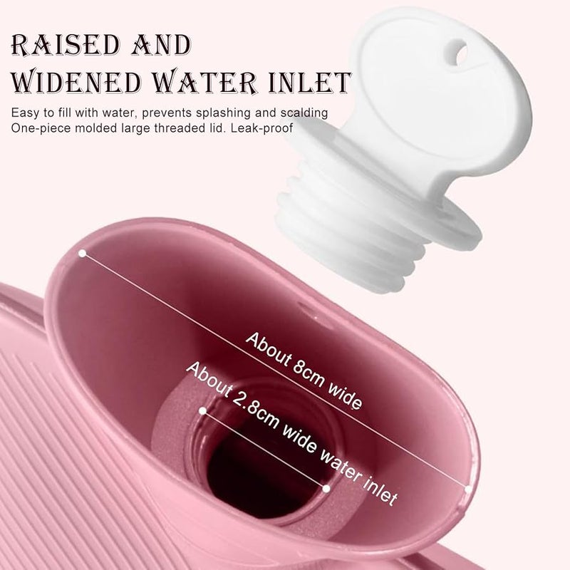 Pink Hot Water Bottle 2000ml Leak Proof with Cover for Winter Bedroom Camping - Image 5