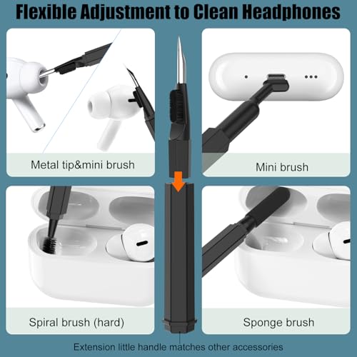 VICHYIE 20 in 1 Multifunctional Cleaner Kit for Electronic Devices, Keyboard Cleaning Brush, Headphones Cleaner Kit for AirPods, Multi-Tool for Cleaning Laptop, Earbuds, Camera, Cellphones (Black) - Image 2