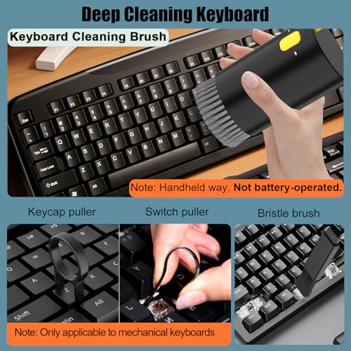VICHYIE 20 in 1 Multifunctional Cleaner Kit for Electronic Devices, Keyboard Cleaning Brush, Headphones Cleaner Kit for AirPods, Multi-Tool for Cleaning Laptop, Earbuds, Camera, Cellphones (Black) - Image 3