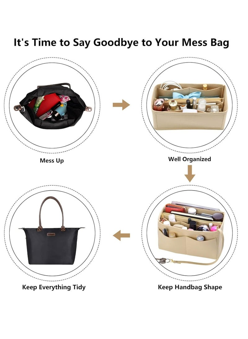 Handbag Organizer, Felt Bag Organizer with Removable Compartments