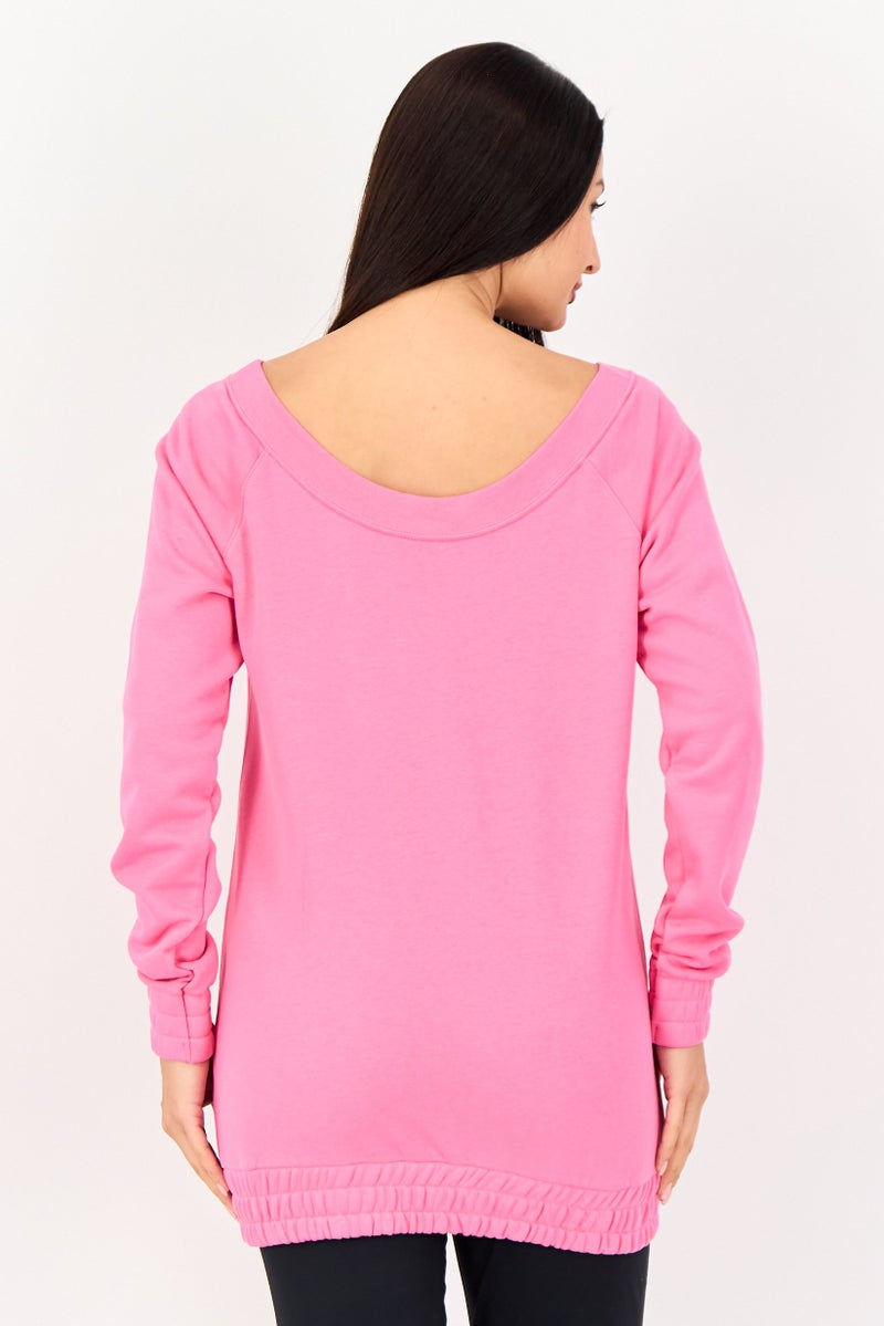 Nike سويت شيرت خارجي طويل الأكمام للنساء بحجم كبير، وردي - Image 3