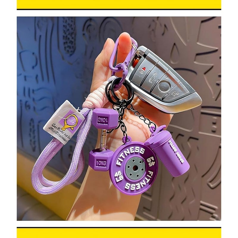 Bandfol Silicone Dumbbell Keychain Bag Purse Charms Fitness Gift for Gym Lover, Gym Accessories for Women & Man (Purple) - Image 3