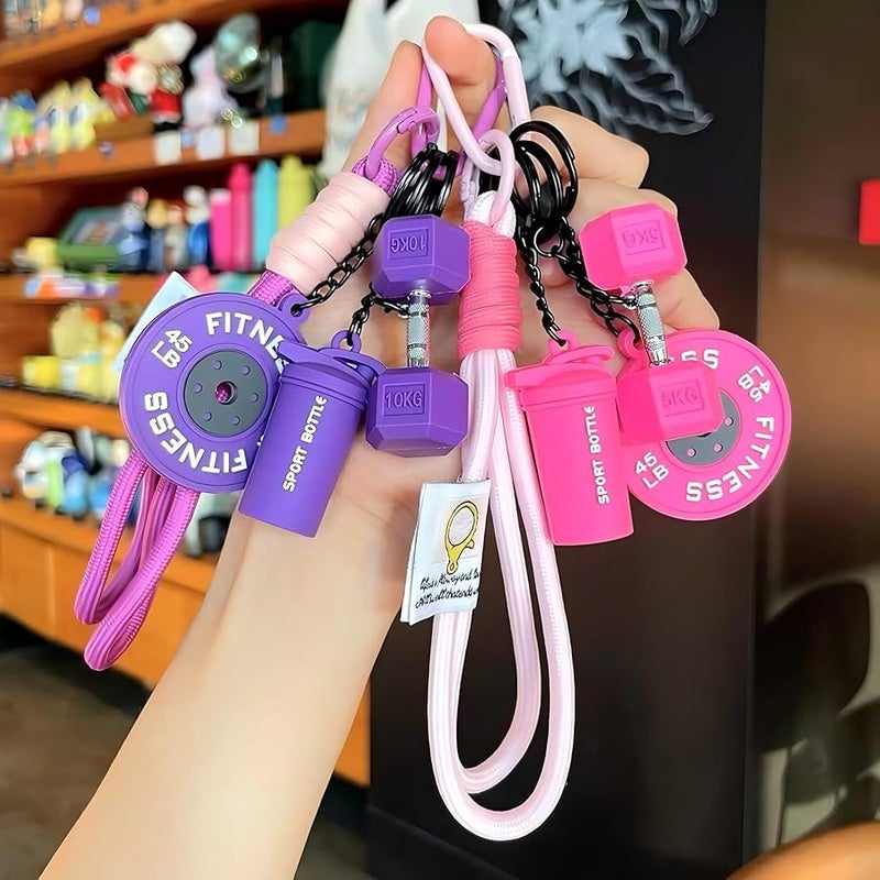Bandfol Silicone Dumbbell Keychain Bag Purse Charms Fitness Gift for Gym Lover, Gym Accessories for Women & Man (Purple) - Image 2