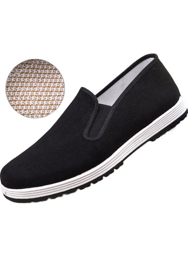 IQGD Traditional Cloth Shoes For Men, Old Beijing Style, Casual Low-Top, Thousand-Layer Sole, Slip-On Elderly Shoes 052, Black, Size 45 - Image 1