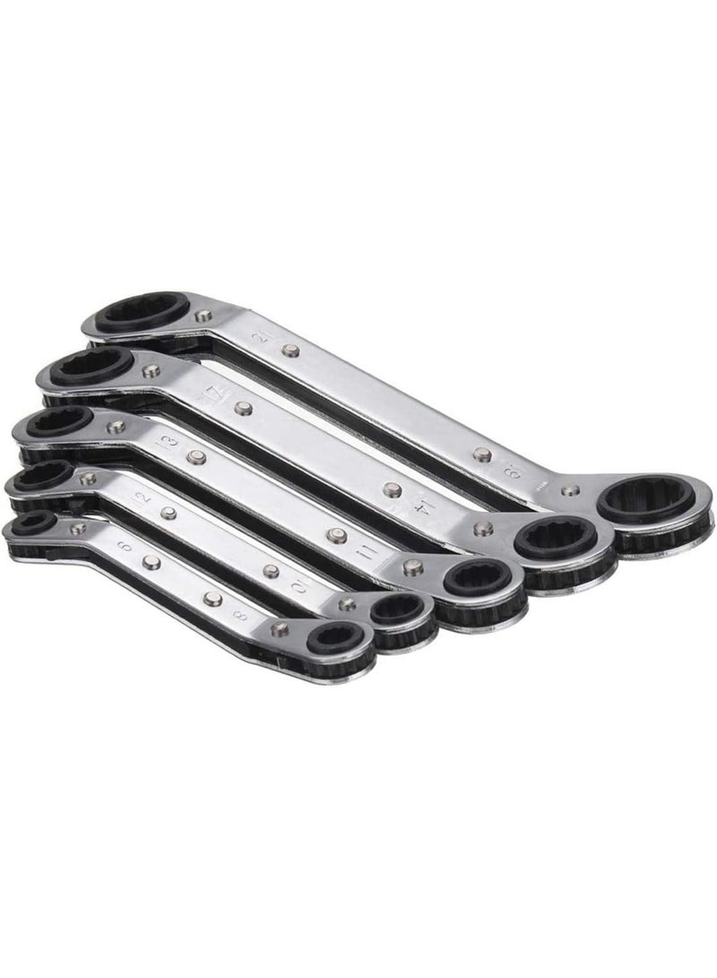 GGOOT Metric Combination Spanner Ratchet Spanner Set Metric Offset Ring Wrench Spanner Tools Ratchet Metric Hand DIY Tool Set Hardware Tool Kits 5Pcs 108 - Image 3